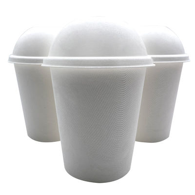 Round Tea Cup Cover Eco Biodegradable Paper Pulp Sugarcane Paper Boba Tea Cups 12oz16oz Dome Lids